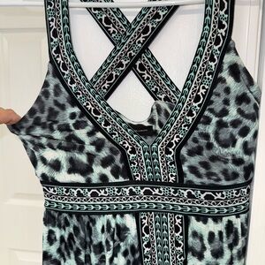 INC International Concepts Black and Teal Patterned Dress